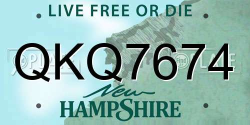 QKQ7674 New Hampshire License Plate