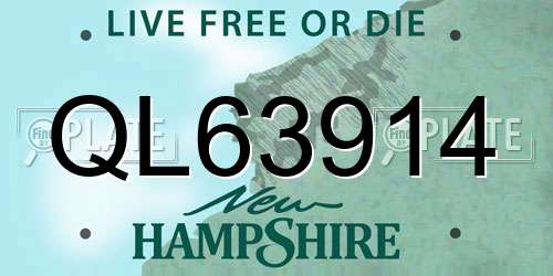 QL63914 New Hampshire License Plate