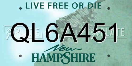 QL6A451 New Hampshire License Plate