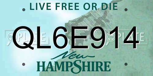 QL6E914 New Hampshire License Plate