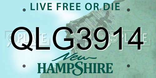 QLG3914 New Hampshire License Plate