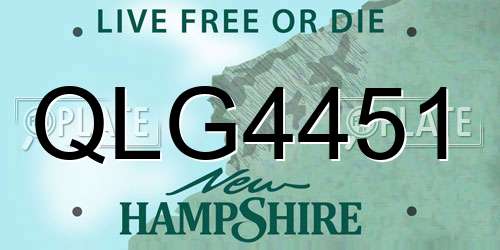 QLG4451 New Hampshire License Plate