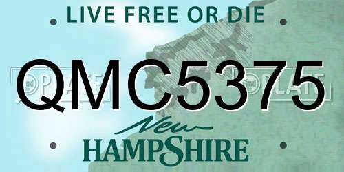 QMC5375 New Hampshire License Plate