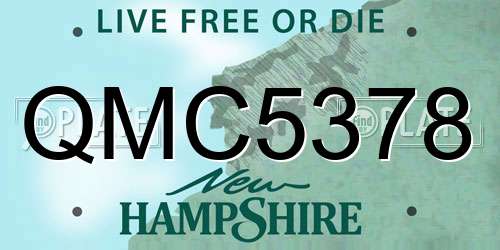 QMC5378 New Hampshire License Plate