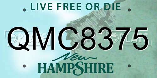 QMC8375 New Hampshire License Plate
