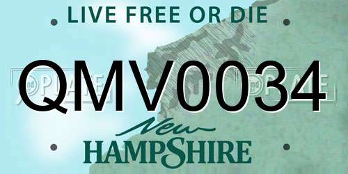 QMV0034 New Hampshire License Plate