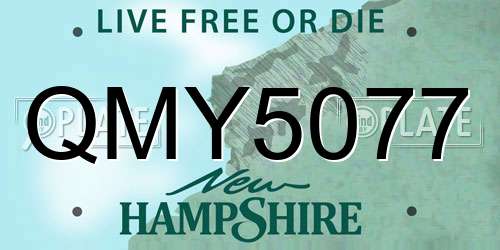 QMY5077 New Hampshire License Plate