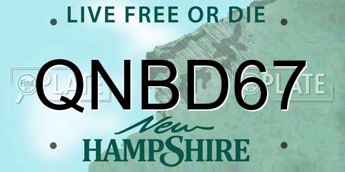 QNBD67 New Hampshire License Plate