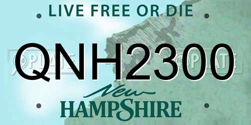 QNH2300 New Hampshire License Plate