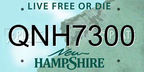 QNH7300 New Hampshire License Plate