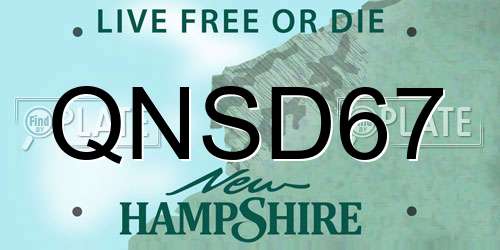 QNSD67 New Hampshire License Plate