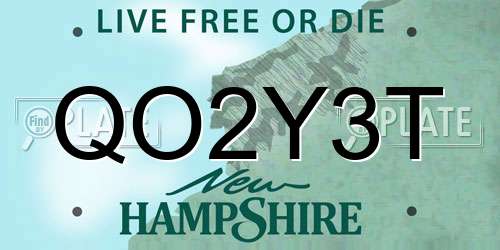 QO2Y3T New Hampshire License Plate
