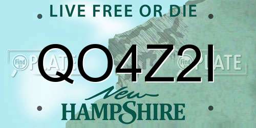 QO4Z2I New Hampshire License Plate