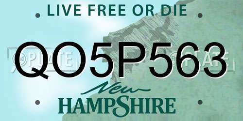 QO5P563 New Hampshire License Plate