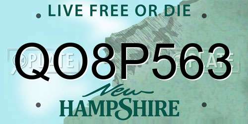 QO8P563 New Hampshire License Plate