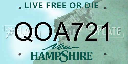 QOA721 New Hampshire License Plate