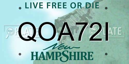 QOA72I New Hampshire License Plate