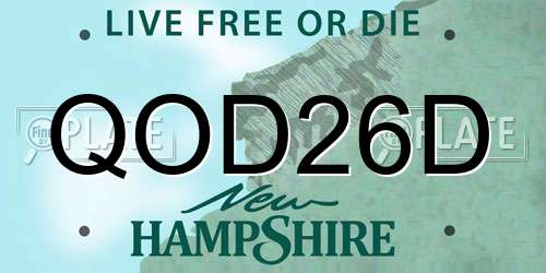 QOD26D New Hampshire License Plate