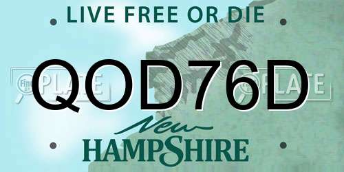 QOD76D New Hampshire License Plate
