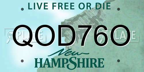 QOD76O New Hampshire License Plate