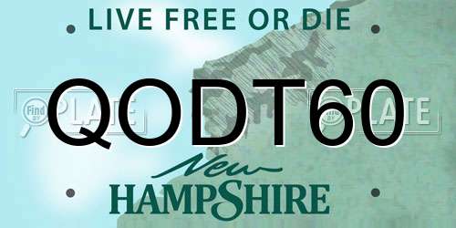 QODT60 New Hampshire License Plate
