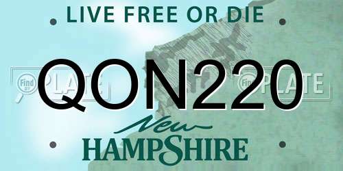 QON220 New Hampshire License Plate