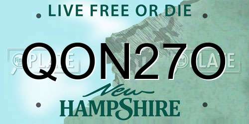 QON27O New Hampshire License Plate