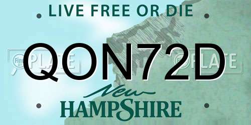QON72D New Hampshire License Plate