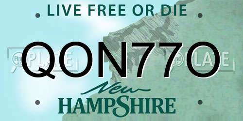 QON77O New Hampshire License Plate