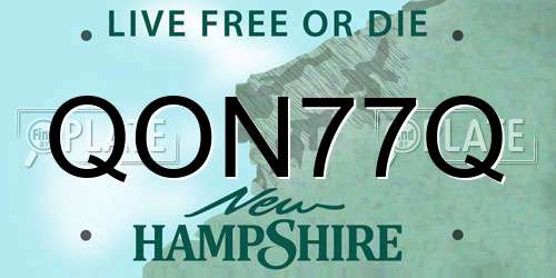 QON77Q New Hampshire License Plate