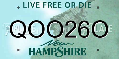 QOO26O New Hampshire License Plate