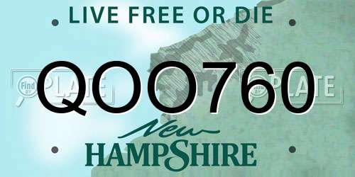 QOO760 New Hampshire License Plate
