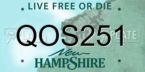 QOS251 New Hampshire License Plate