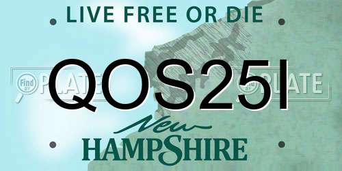 QOS25I New Hampshire License Plate