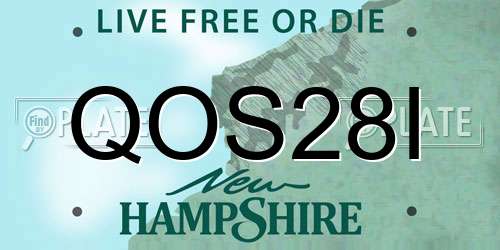 QOS28I New Hampshire License Plate