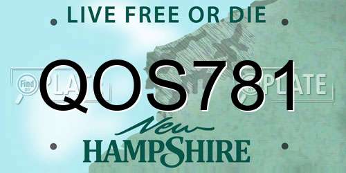 QOS781 New Hampshire License Plate