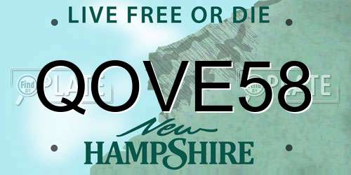 QOVE58 New Hampshire License Plate