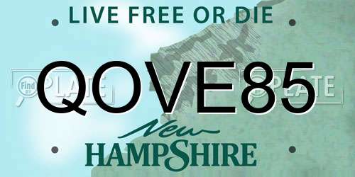 QOVE85 New Hampshire License Plate
