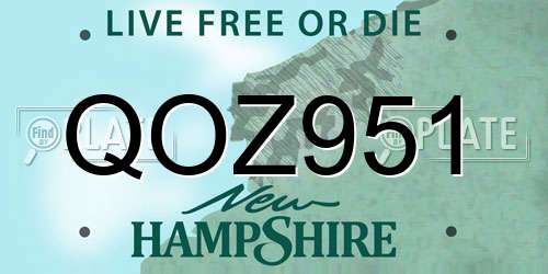QOZ951 New Hampshire License Plate