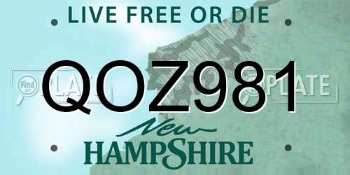 QOZ981 New Hampshire License Plate