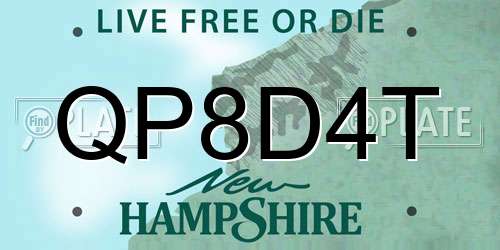 QP8D4T New Hampshire License Plate