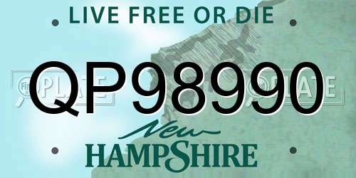 QP98990 New Hampshire License Plate