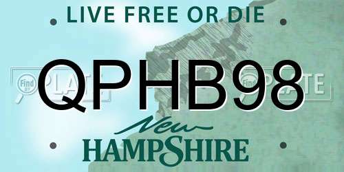 QPHB98 New Hampshire License Plate