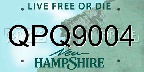 QPQ9004 New Hampshire License Plate
