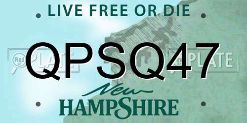 QPSQ47 New Hampshire License Plate