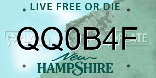 QQ0B4F New Hampshire License Plate