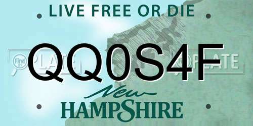 QQ0S4F New Hampshire License Plate