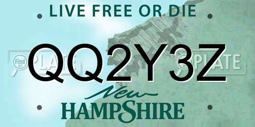 QQ2Y3Z New Hampshire License Plate