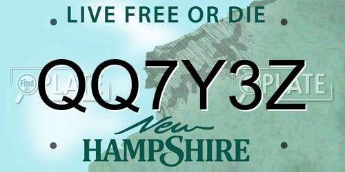QQ7Y3Z New Hampshire License Plate