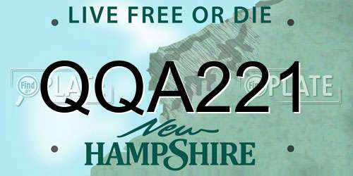 QQA221 New Hampshire License Plate